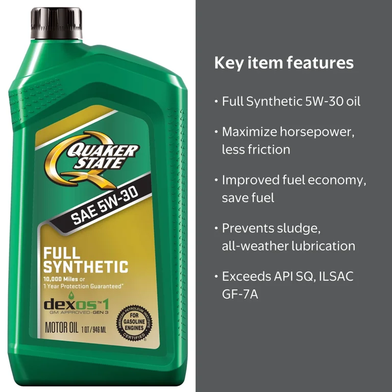 QUAKER STATE 5W-30 　エンジンオイル Quaker State Full Synthetic 5W-30 Motor Oil, 1 Quart - Walmart.com
