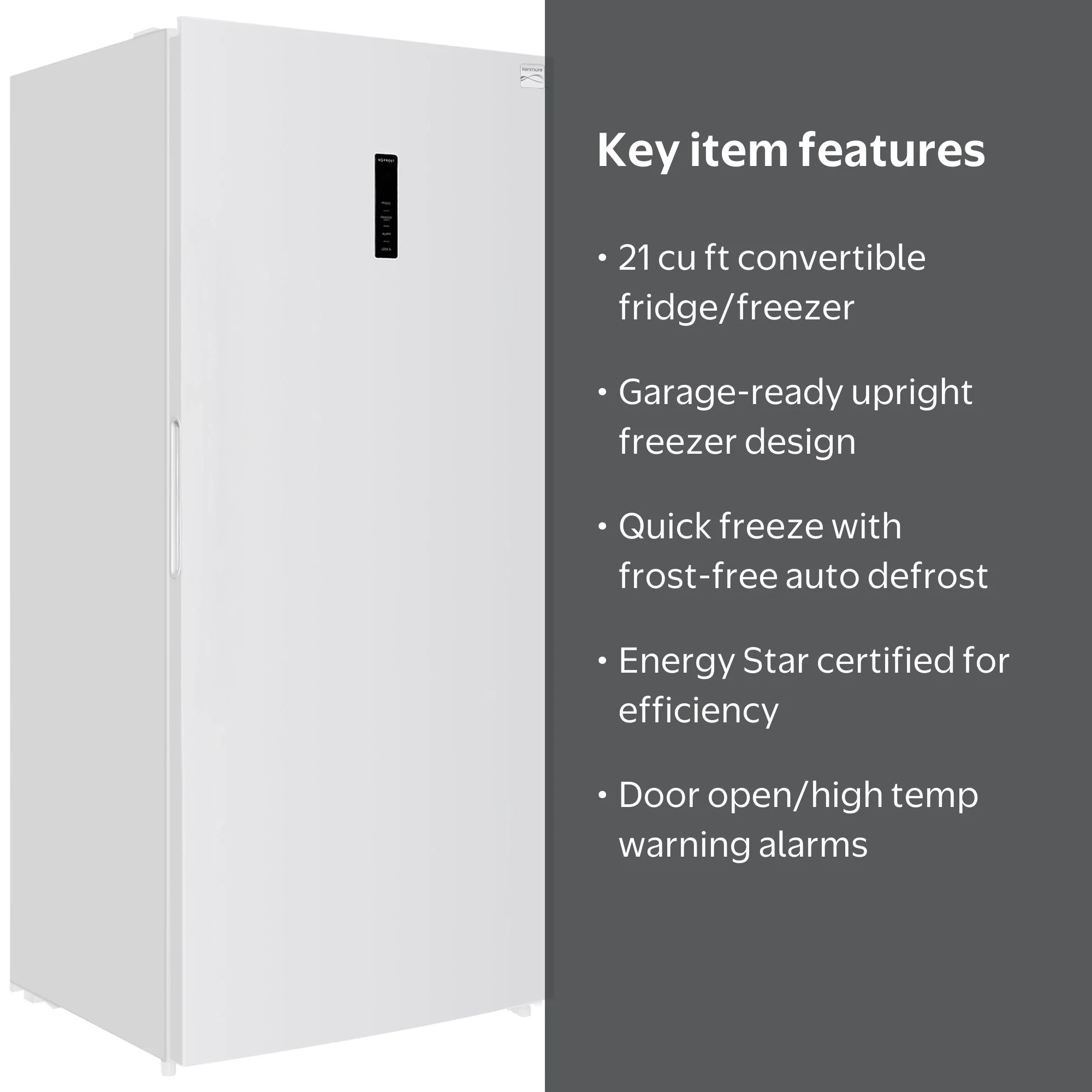 Kenmore 21 Cu. Ft. (600L) Convertible Upright Freezer/Refrigerator