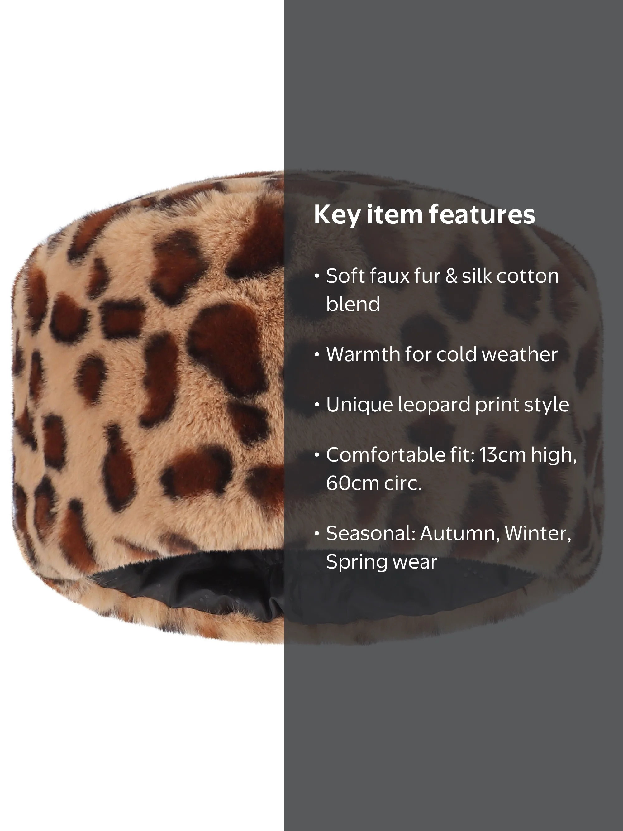 帽子 BREATH FAUX LEOPARD FUR CAP Gustave Women's Leopard Print Faux Fur Cossack Russian Style Warm