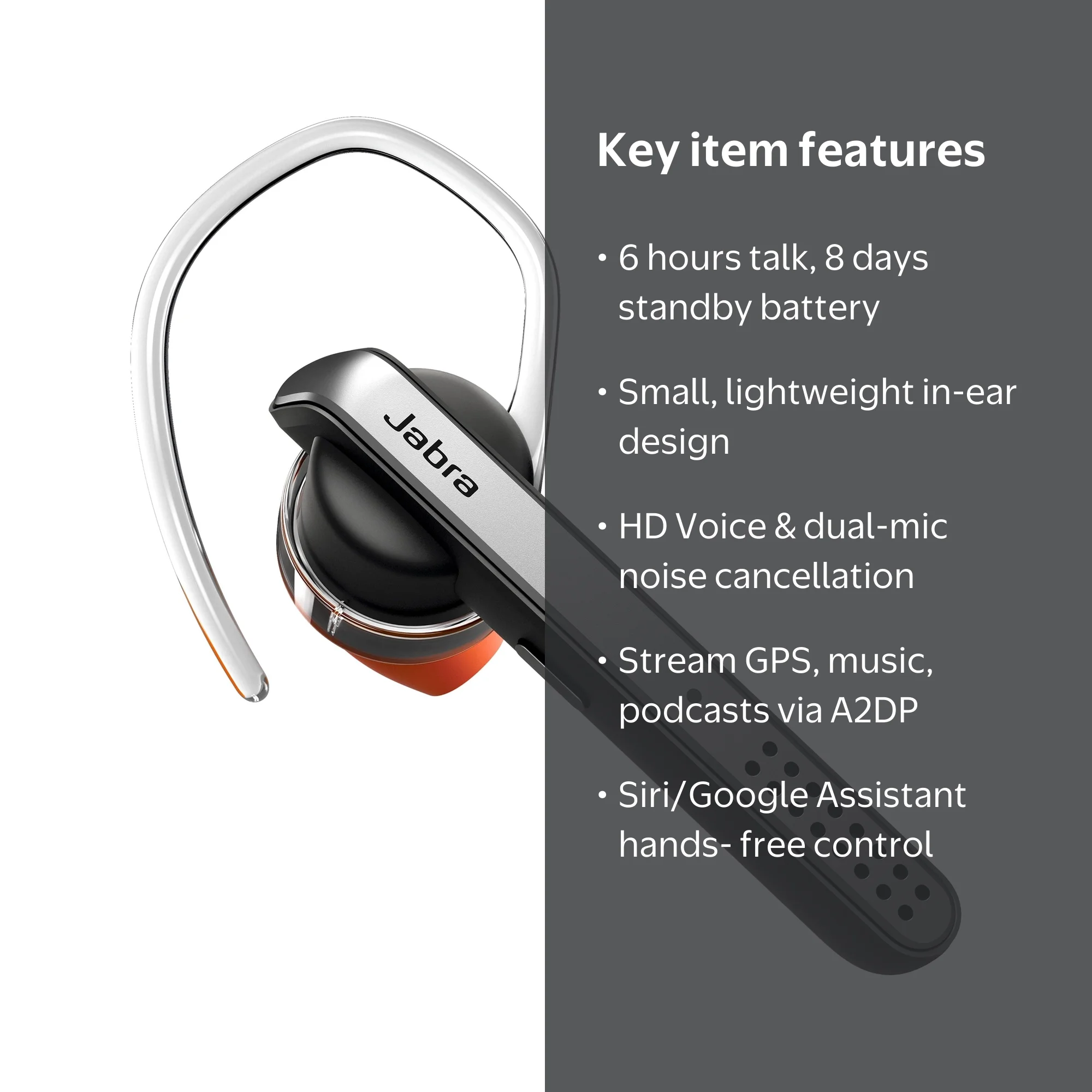 Jabra Talk 45 Bluetooth Headset, Noise Cancellation, Voice Control