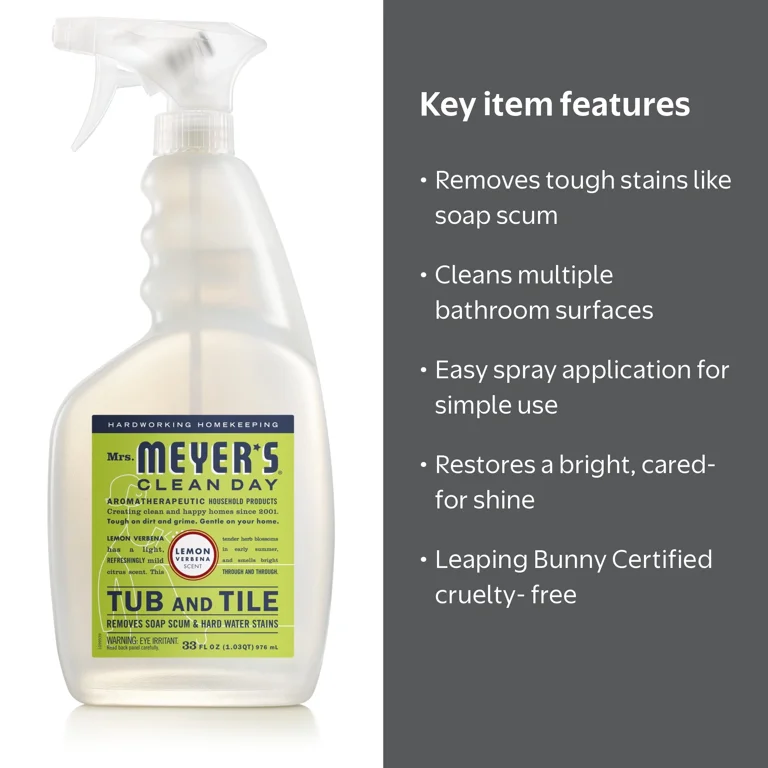 Mrs. Meyer‚Äôs, Tub and Tile Cleaner, 33 fl oz, Lemon Verbena