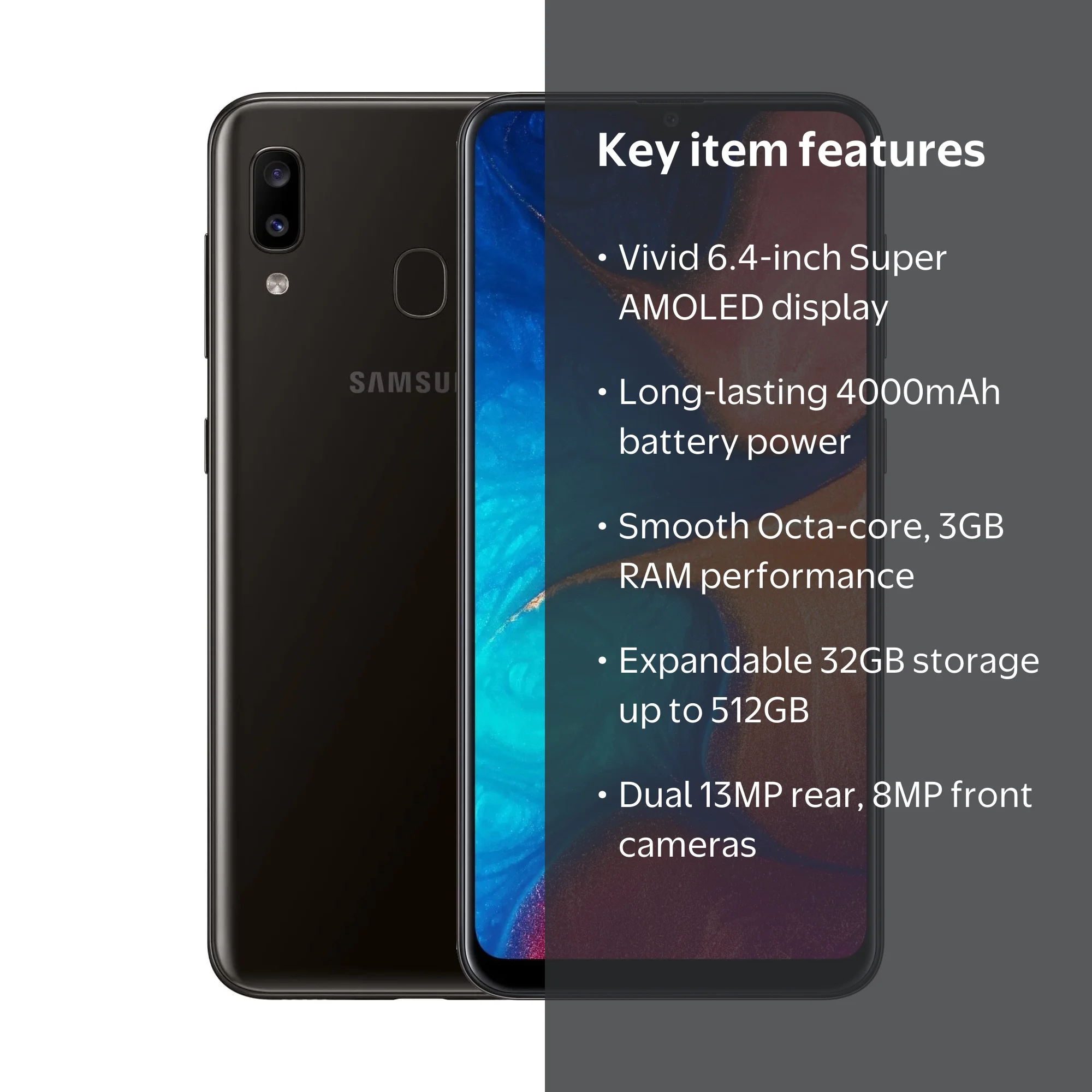 Pre-Owned SAMSUNG Galaxy A20 32GB, Fully Unlocked Black ( Fair