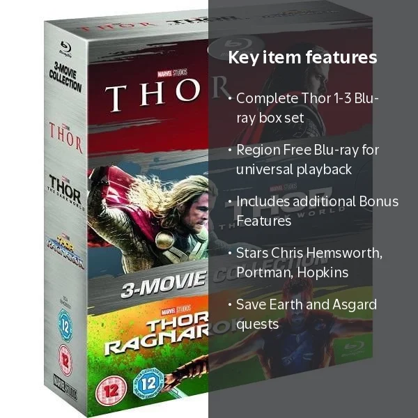 Thor 1-3 Box Set BD (Blu-ray) Region Free 3 Movie Collection