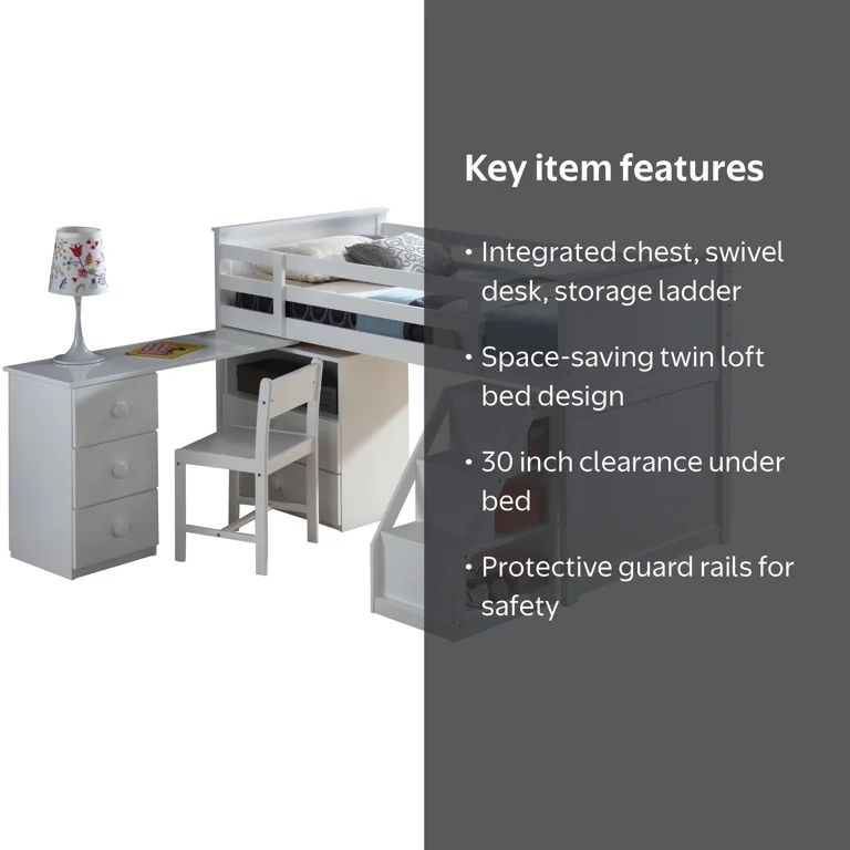 Acme Wyatt Twin Loft Bed Set White - Walmart.com