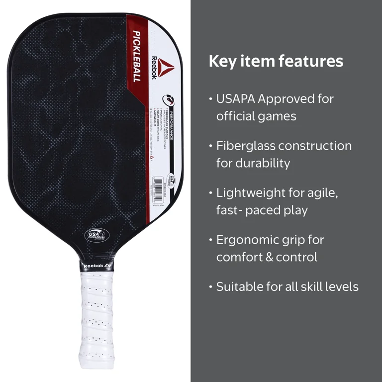 Reebok Lifestyle Lightweight Fiberglass Pickleball Paddle USAPA