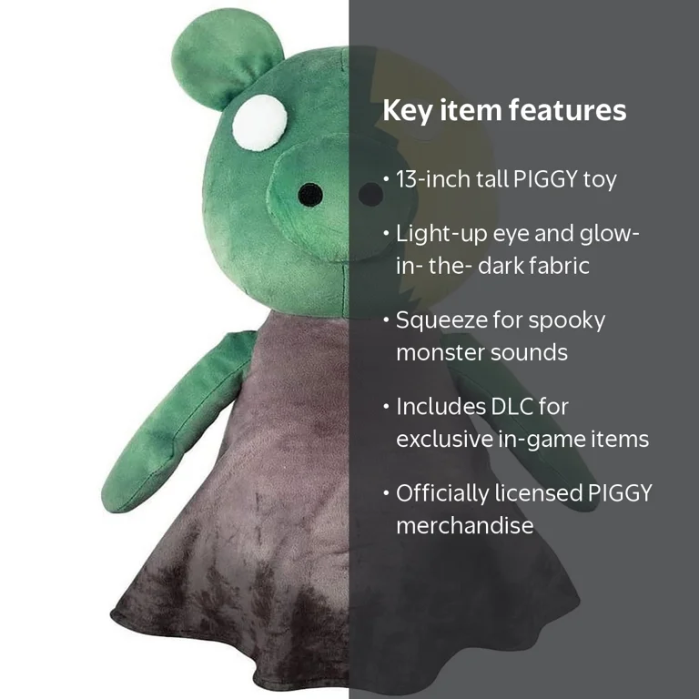PIGGY ZomPiggy Plush Stuffed Animal Toy with Light-Up Eye, 13