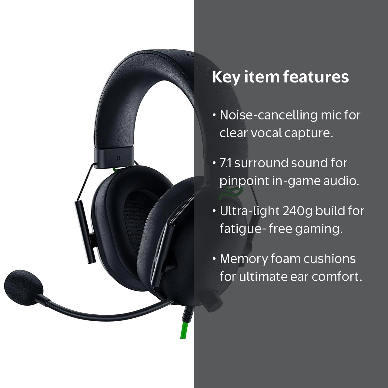 Razer BlackShark V2 X Wired Gaming Headset, USB, Noise Cancelling