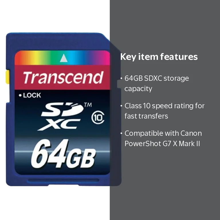 Canon PowerShot G7 X Mark II Digital Camera Memory Card 64GB