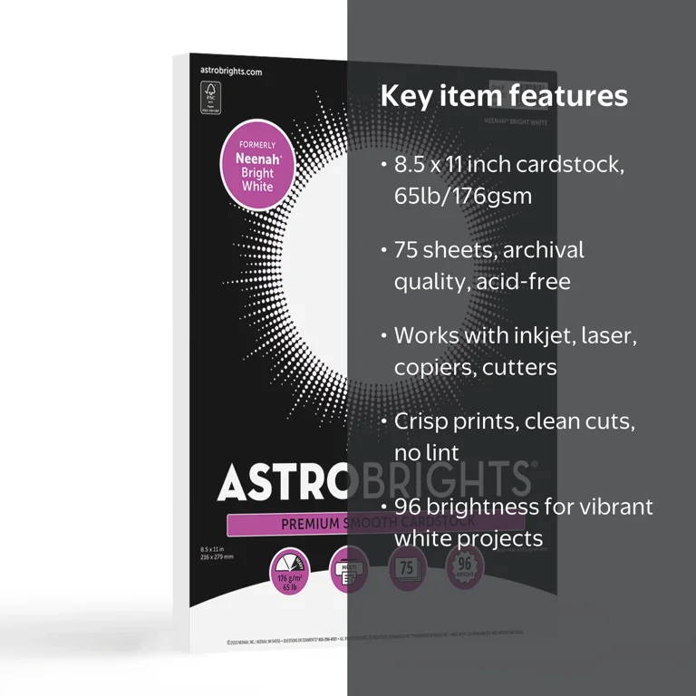 Astrobrights, White Cardstock, 8.5