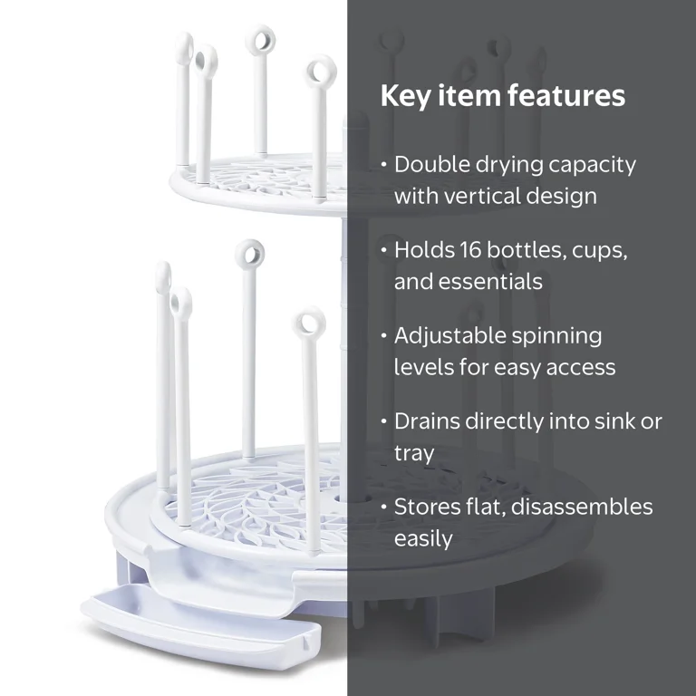 TOMY, The First Years Spinning Drying Rack, Holds 16 Bottles