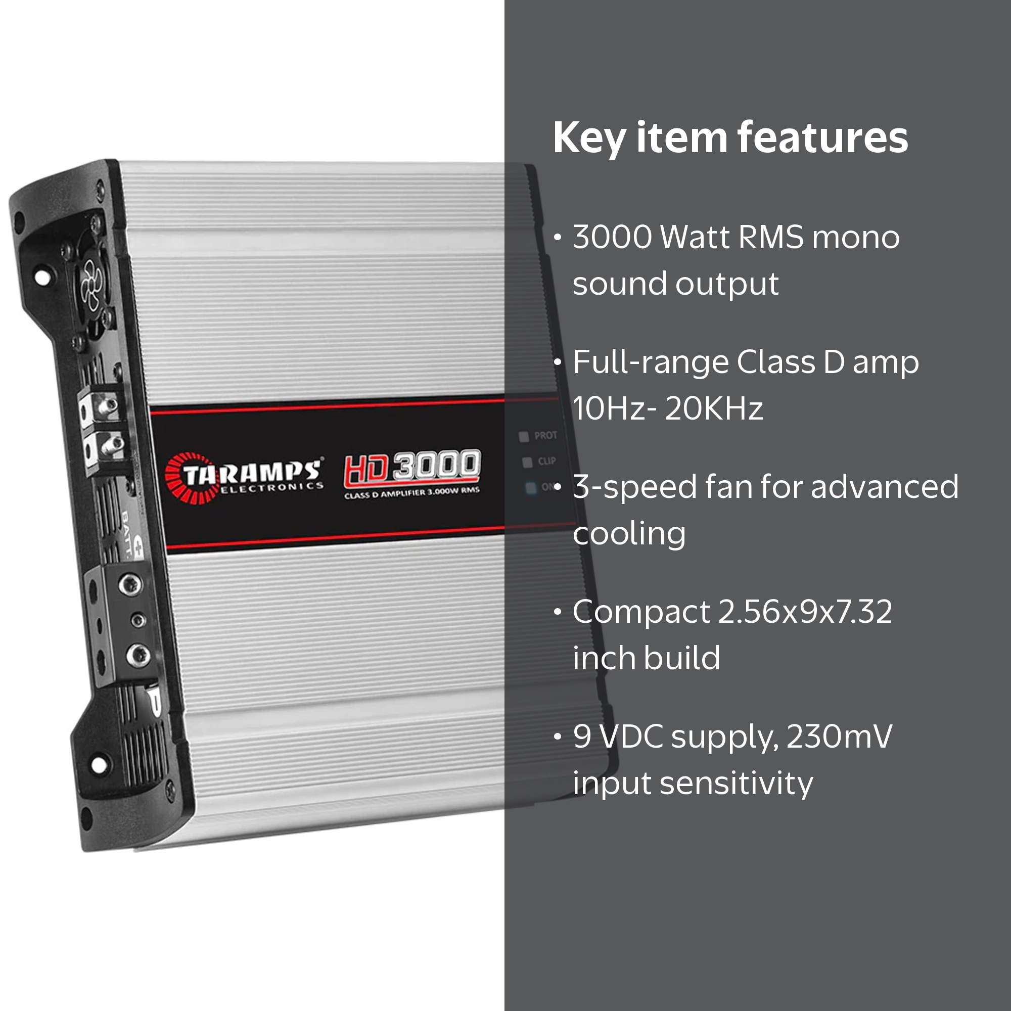 Taramps, Class D HD Mono Amplifier, 3000 Watt RMS, 1 Ohm - Walmart.com