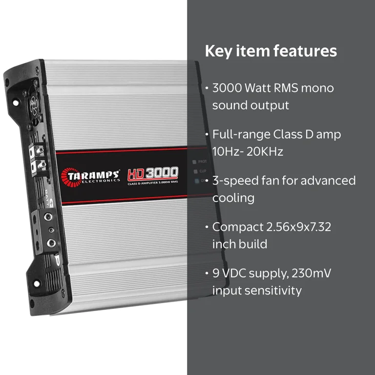 Taramps, Class D HD Mono Amplifier, 3000 Watt RMS, 1 Ohm - Walmart.com