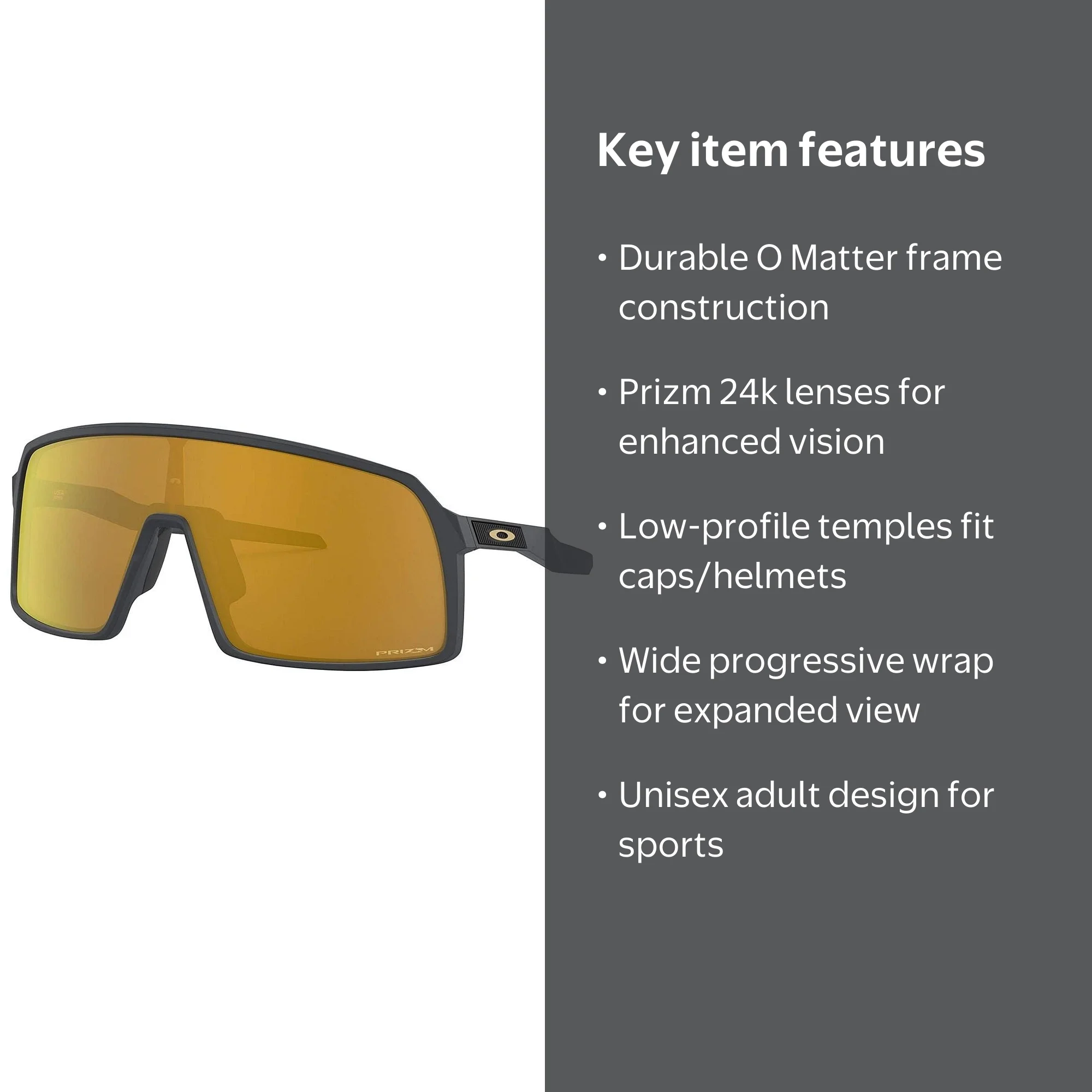 Oakley Sport Sunglasses OO9406-0537 Matte Carbon Prizm 24k Wrap