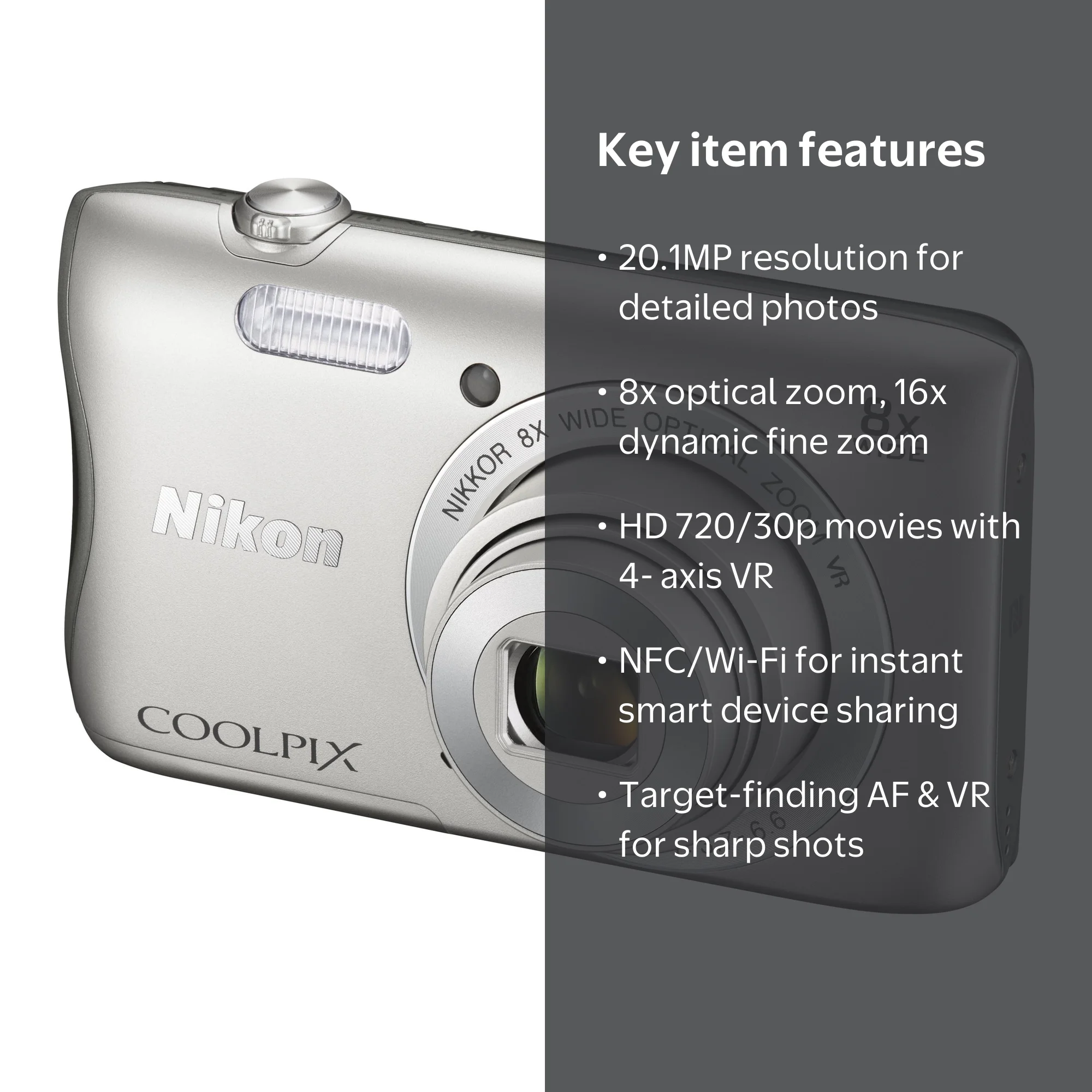 Coolpix S3700 Compact Camera - Walmart.com
