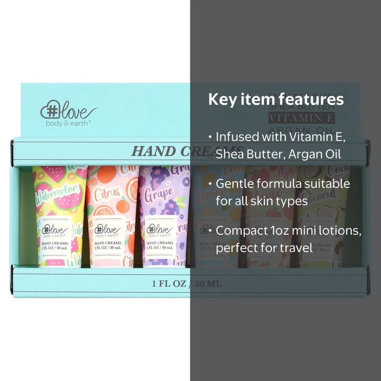 Body & Earth Hand Cream Gift Sets, 6pcs Mini Hand Lotion, Travel