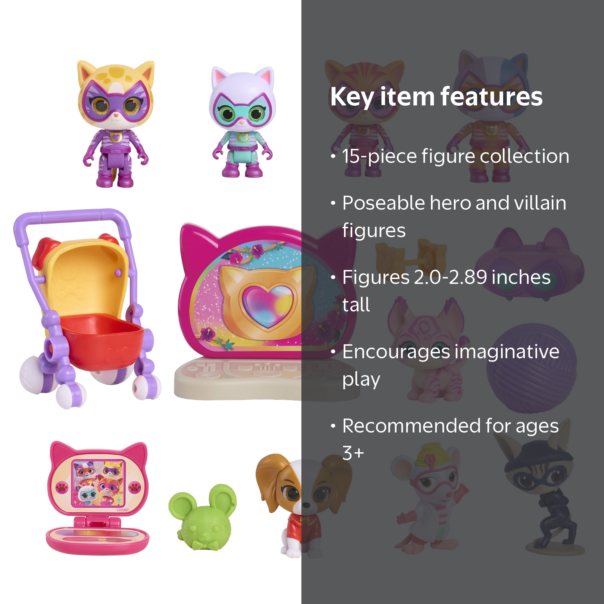 Disney Jr. SuperKitties Su-Purr Wild Deluxe Figure Set, 15-Pieces