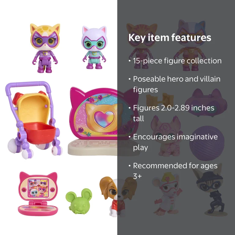 Disney Jr. SuperKitties Su-Purr Wild Deluxe Figure Set, 15-Pieces