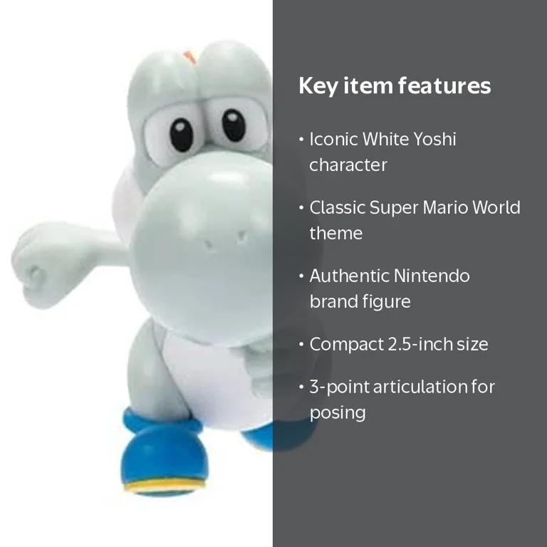 【Yoshi】 Super Mario Bros., Mini Figure, White Yoshi 2.5-inch, Articulated