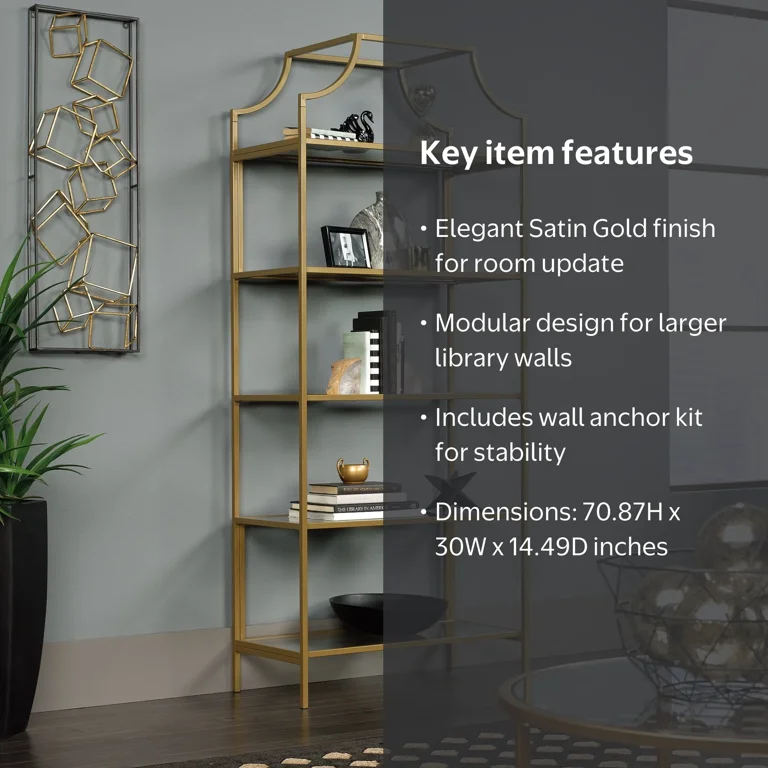 Sauder, Metal Bookcase, 70-7/8