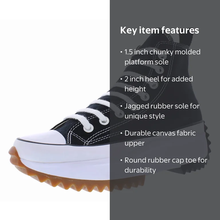 Converse Run Star Hike Hi Sneakers, Black/White/Gum, 6.5 US Women