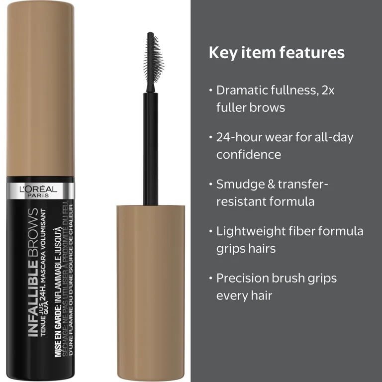 L'Oreal Paris Brow Mascara, Blonde, Volumizing, 0.13 fl oz