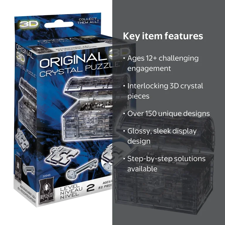 Treasure Chest Original 3D Crystal Puzzle from BePuzzled, Ages 12