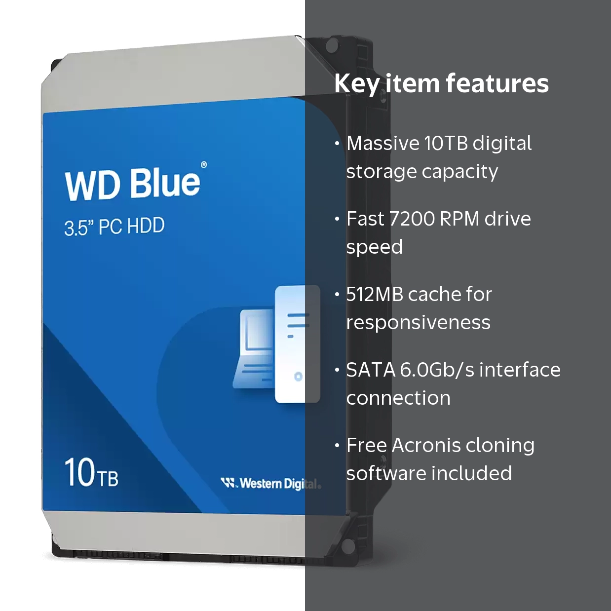 WD, 10TB WD Blue PC Desktop SATA HDD, 3.5 Inch Internal Hard Drive