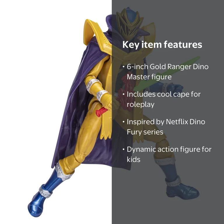 Hasbro Power Rangers Dino Fury Gold Ranger Dino Master Mode, 6