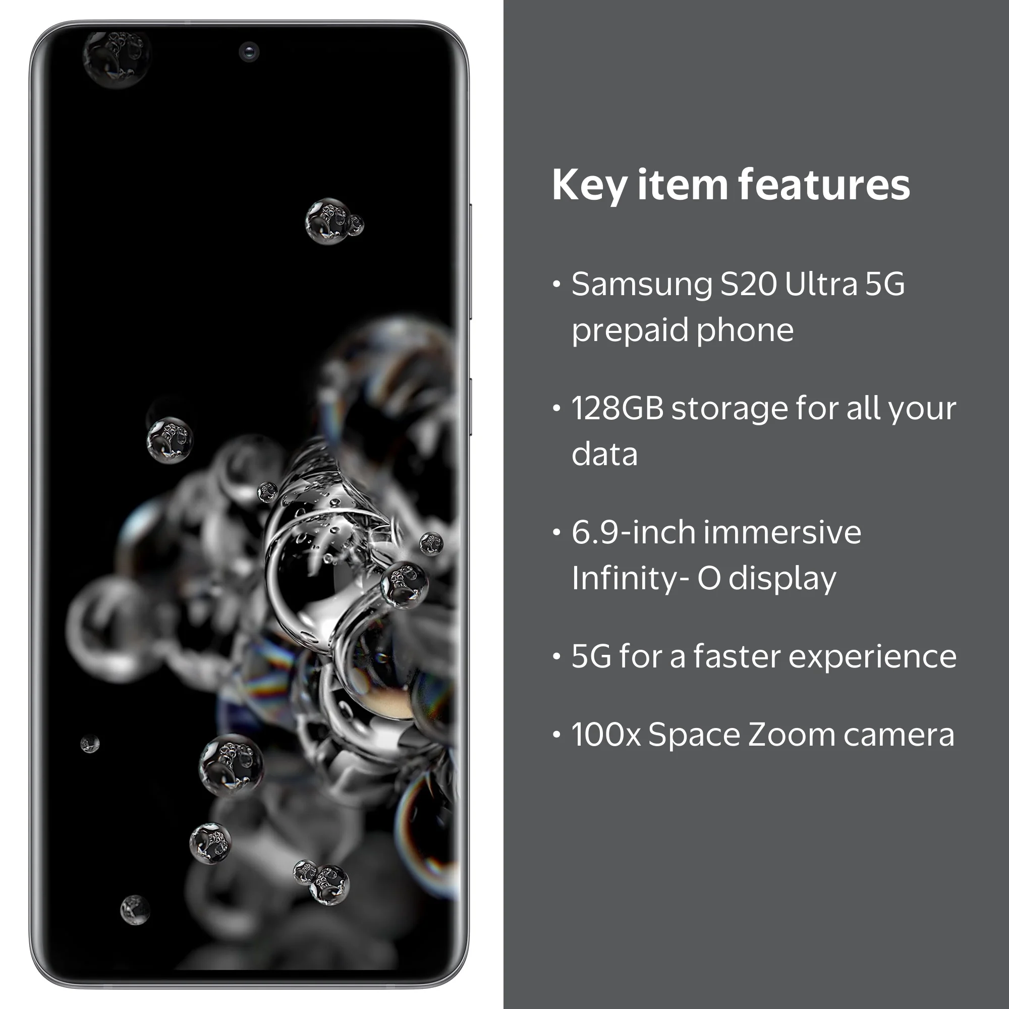 Straight Talk Samsung Galaxy S20 Ultra 5G, 128GB Cosmic Gray