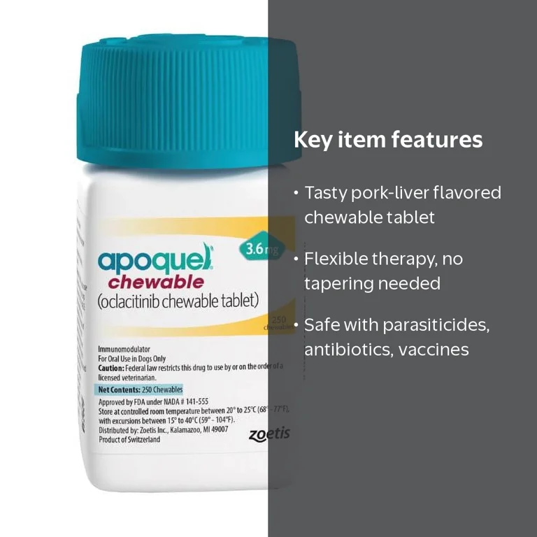 Apoquel (Oclacitinib) Chewable Tablets for Dogs, 3.6 mg - Walmart.com Apoquel (Oclacitinib) Chewable Tablets for Dogs, 3.6 mg - Walmart.com