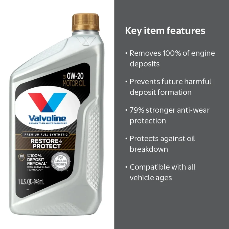 Valvoline Restore & Protect Full Synthetic 0W-20 Motor Oil 1 Qt