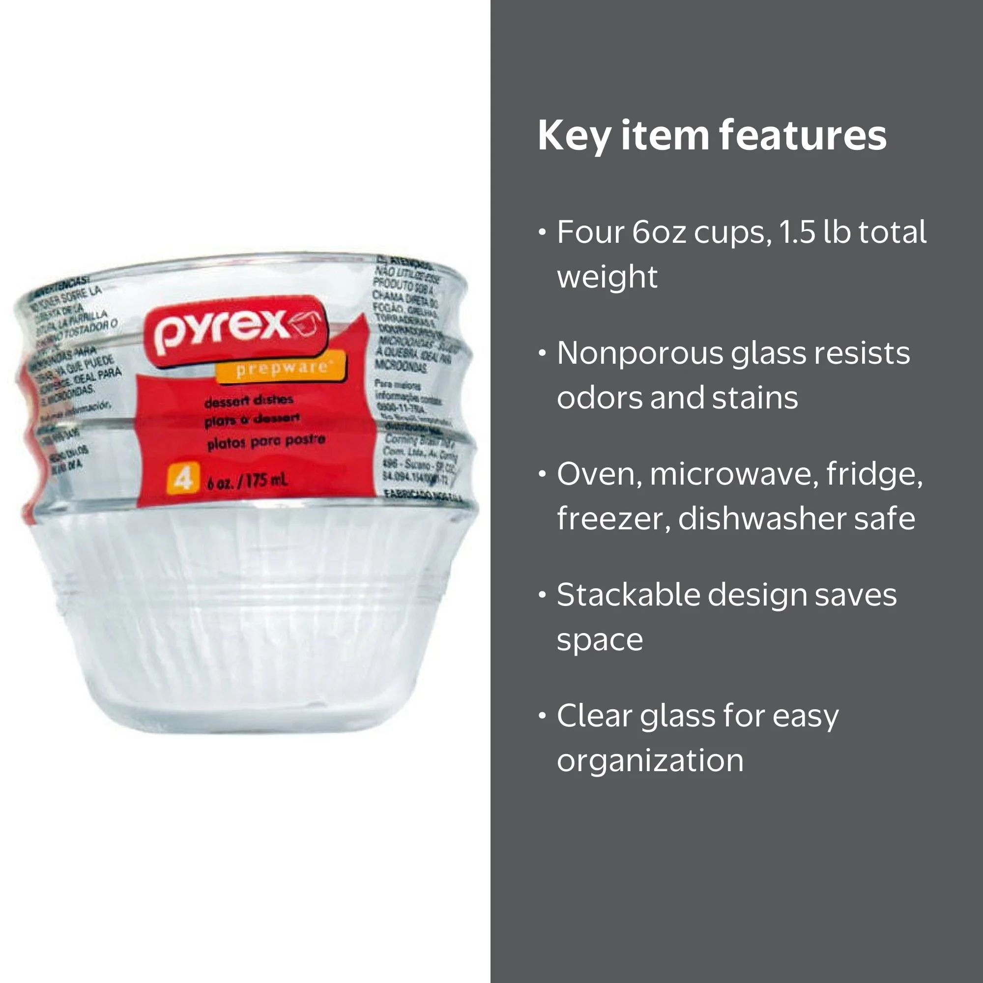 Pyrex 6-Ounce Custard Cups, Set of 4 - Walmart.com