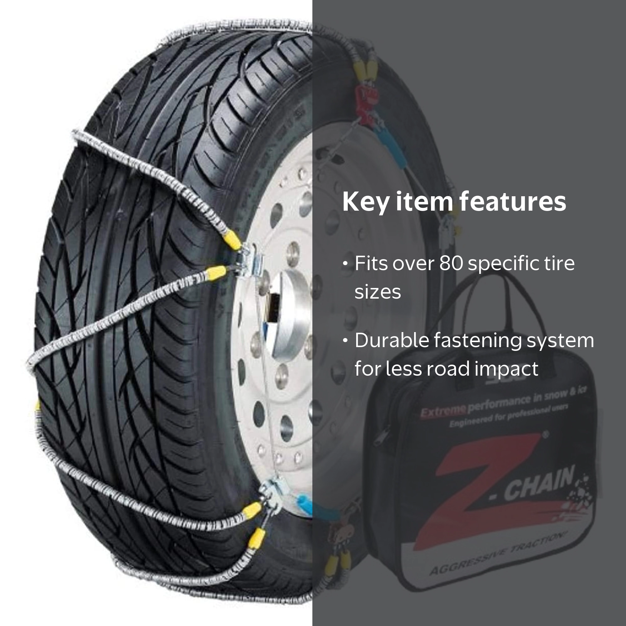 Security Chain Z-583 Winter Tractor Cable Tire Chains, 2pk