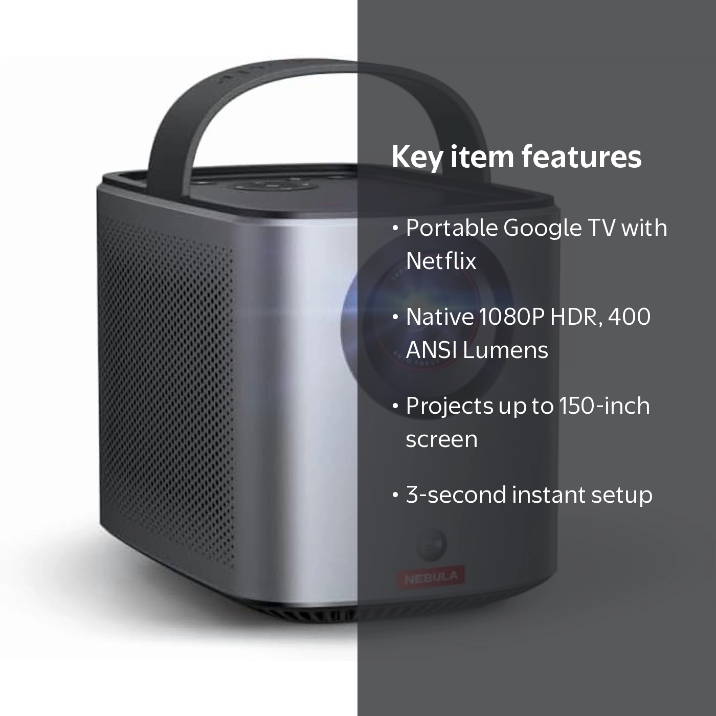 Nebula, Mars 3 Air GTV Projector, Netflix Licensed, Native 1080P