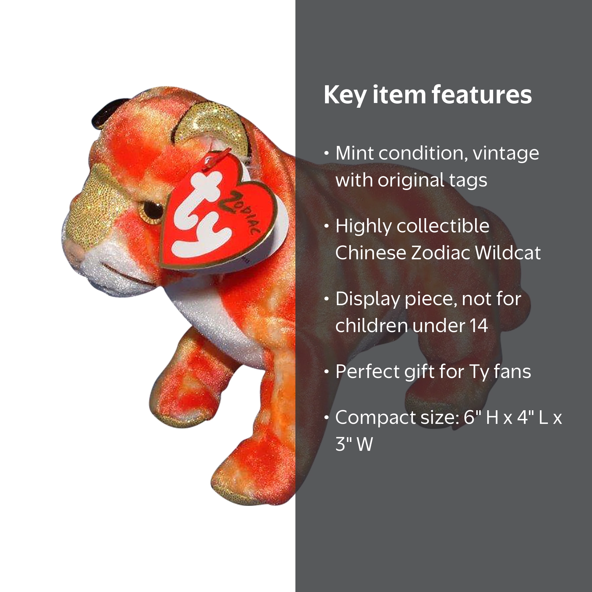 Ty Beanie Baby: Tiger - Chinese Zodiac | Stuffed Animal | MWMT