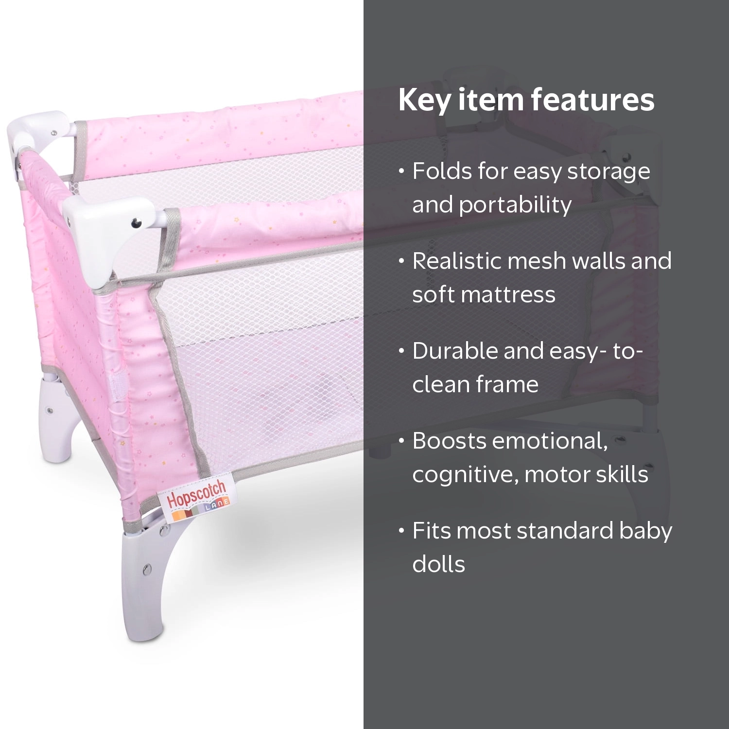 Hopscotch Lane My Baby Doll's Plastic Travel Crib, Baby Doll