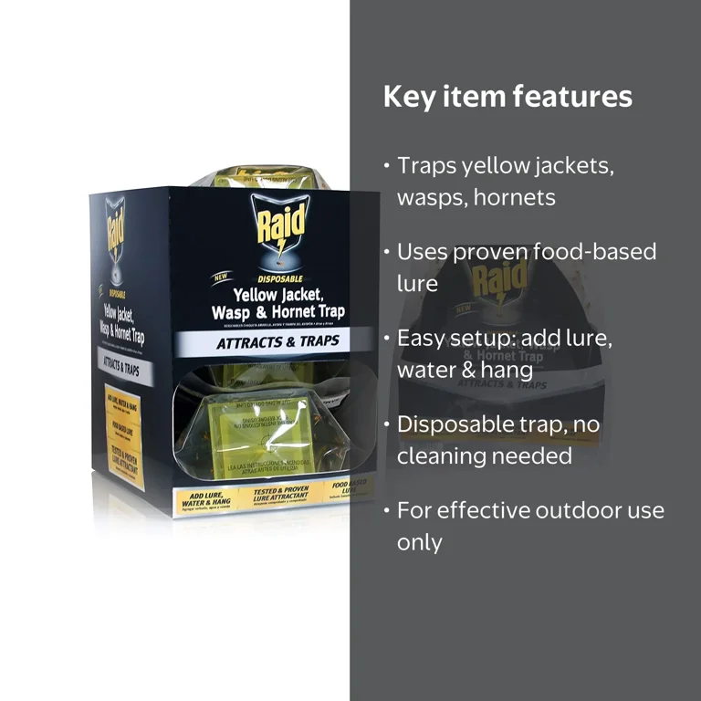 RAID Yellow Jacket, Wasp, & Hornet Trap, Disposable Plastic Trap