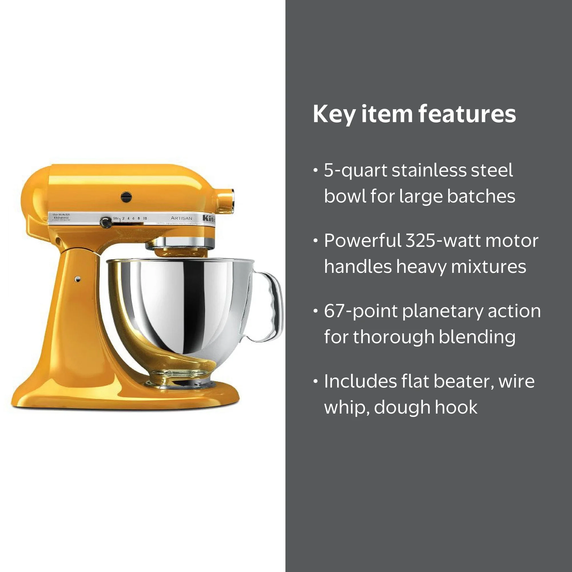 KitchenAid KSM150PSYP Artisan Series 5-Quart Stand Mixer Yellow