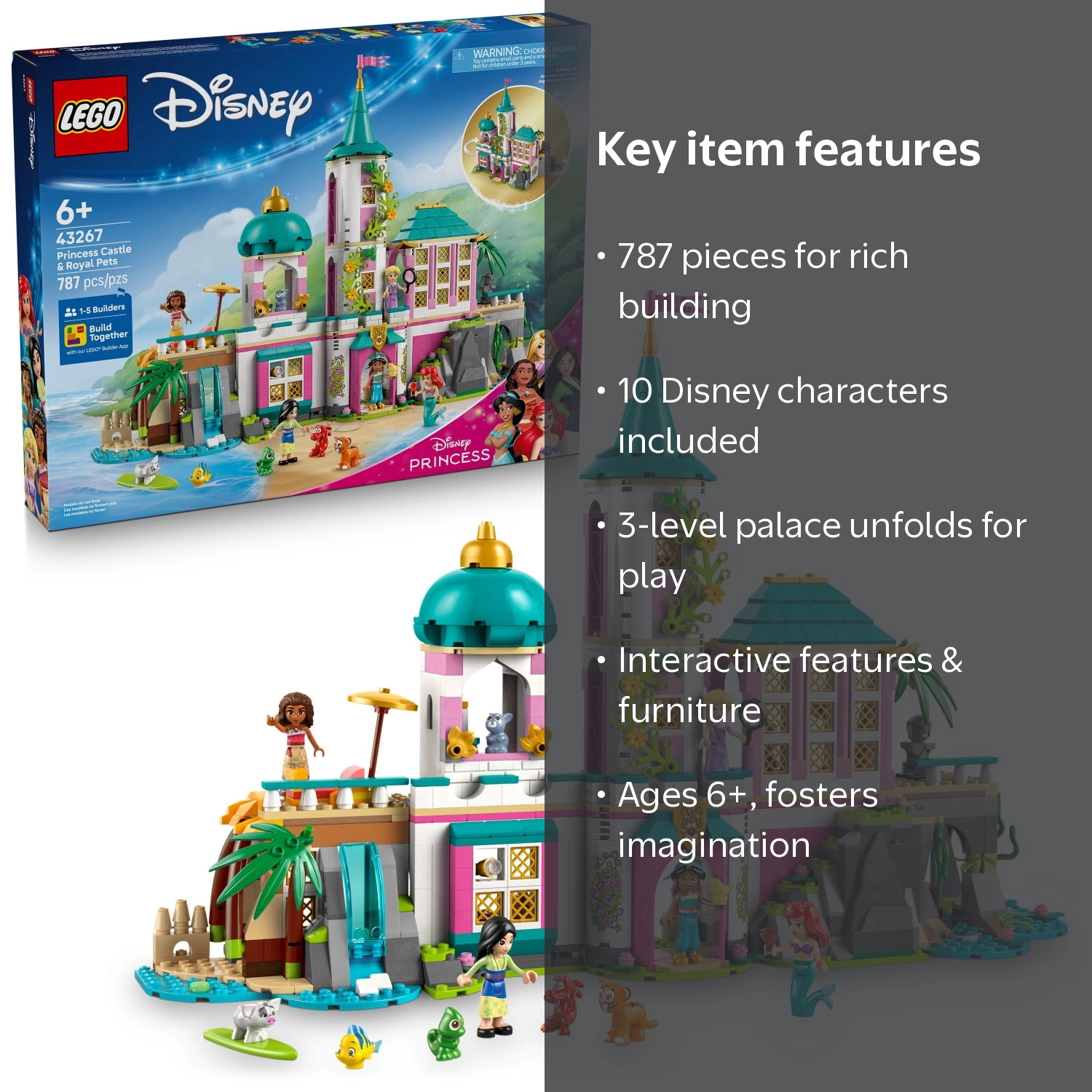 LEGO, Disney Princess Castle and Royal Pets, 43267, 787 Pieces