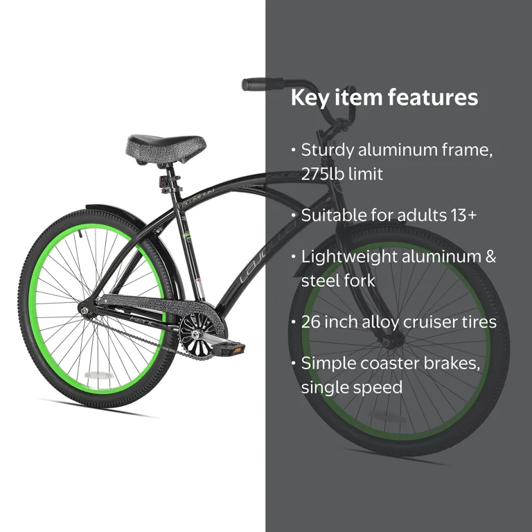 ★GELATO シティサイクル ブラック/グリーン26型★100キロ未満陸送費込 Kent Bicycles, Men's Bike, 26