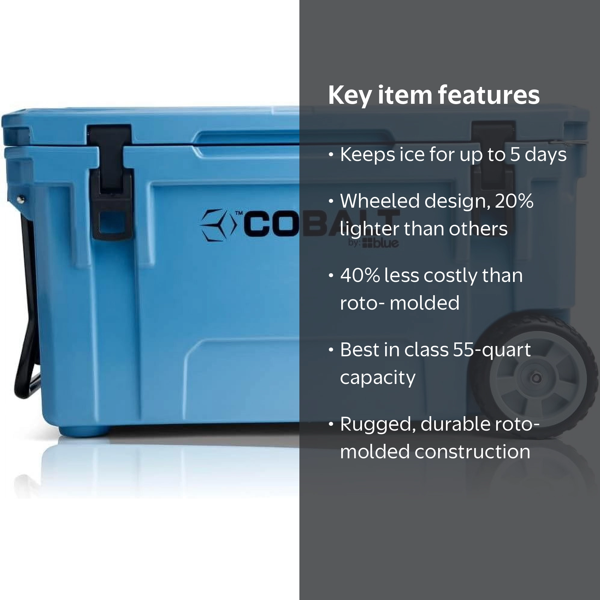 Blue Coolers Cobalt 55 qt Hard-Sided Cooler, Cobalt Blue (Wheeled