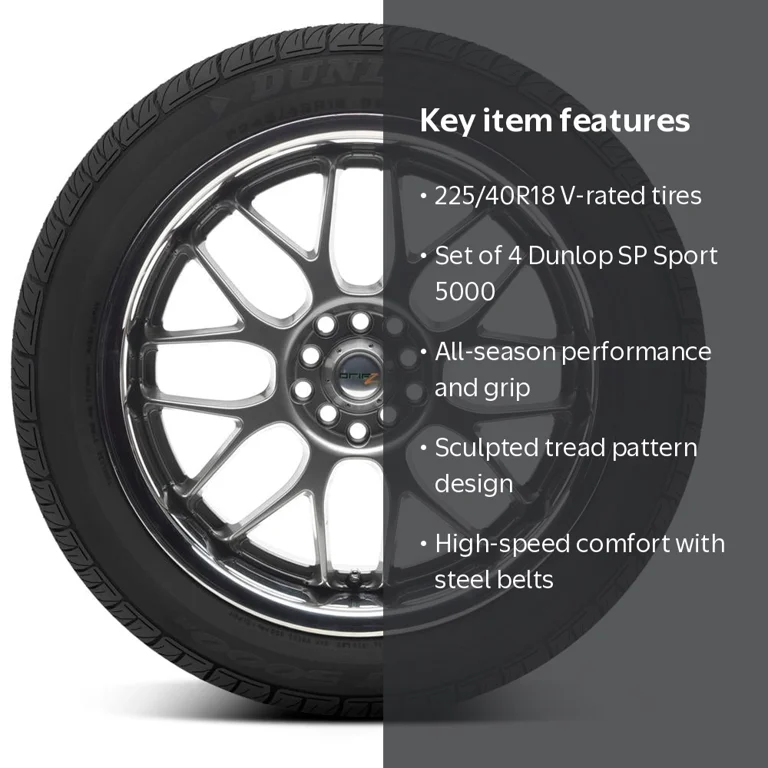 225/40R18夏タイヤ2023製DUNLOP cnk1444 Set of 4 Dunlop SP Sport 5000 225/40R18 88V Tires 2254018 225 40