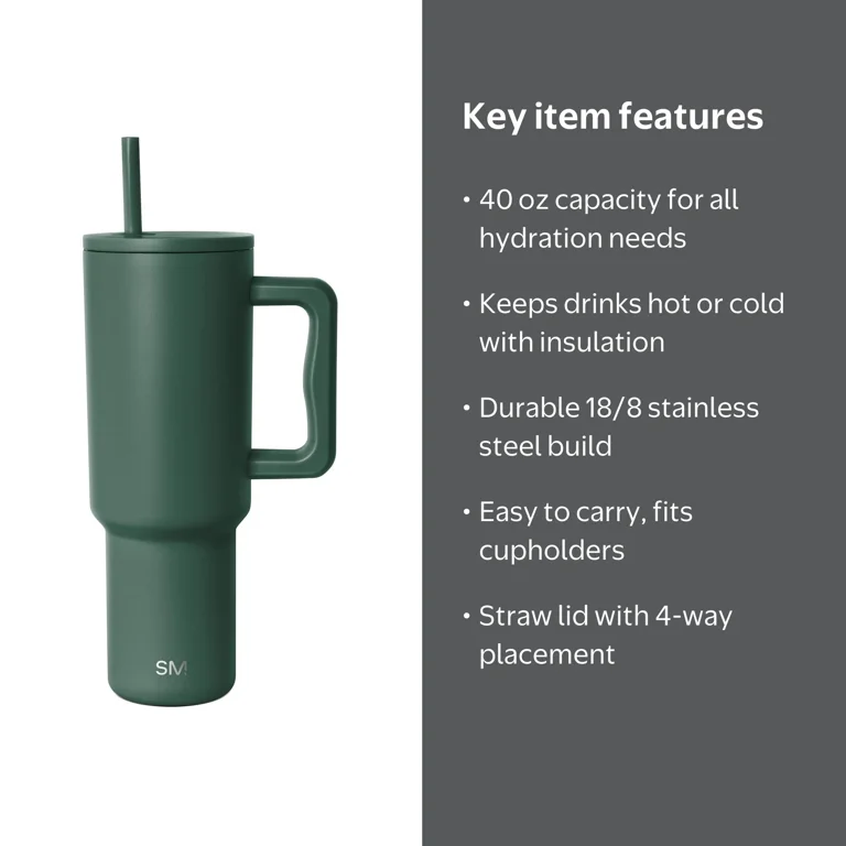 Simple Modern, Trek Tumbler, 40 fl oz, Forest green - Walmart.com