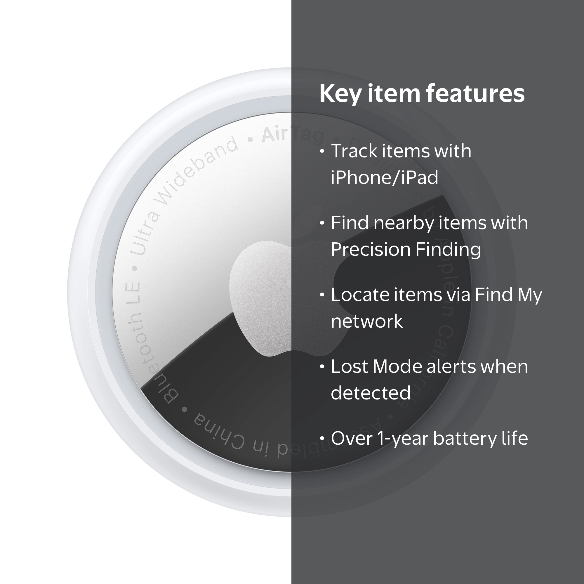 Apple AirTag 1st Generation, 1 Pack Tracker with Find My