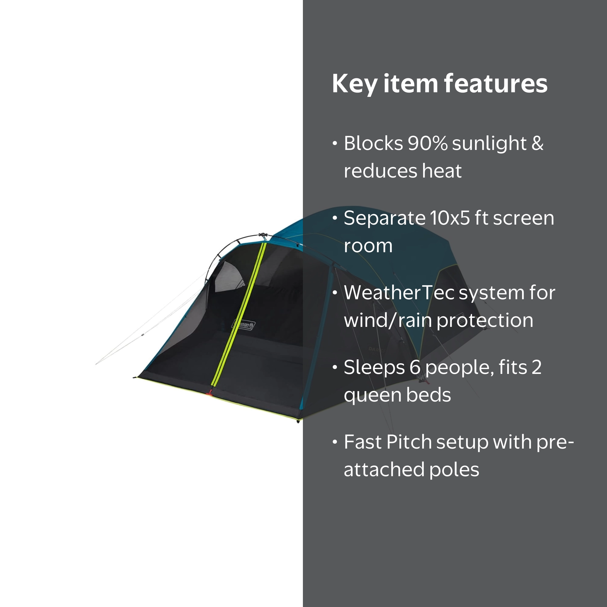 Coleman 6-Person Carlsbad Fast Pitch, Blackout Family Dome Tent
