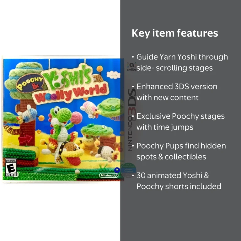 Nintendo 3DS Game - Poochy & Yoshi's Woolly World, Crafty Puzzle