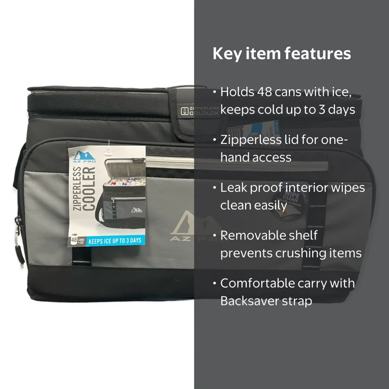 あい AZ Pro 48 Can Deep Freeze Zipperless Cooler, Black - Walmart.com