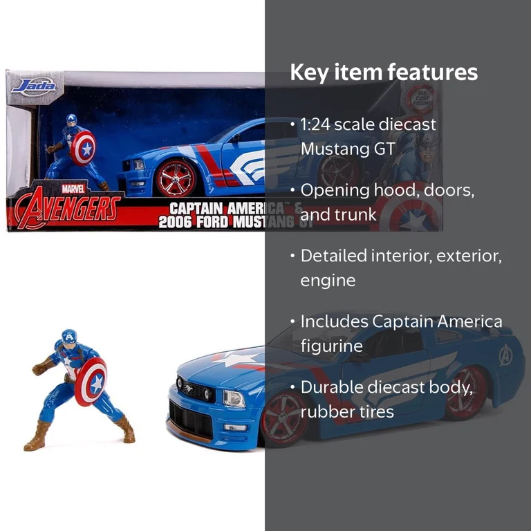 Captain America 2006 Ford Mustang GT 1:24 Vehicle & Figure