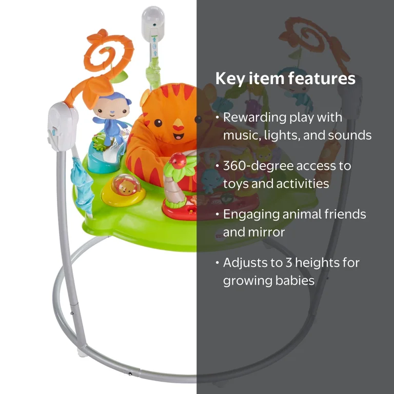 Fisher-Price Baby Bouncer Tiger Time Jumperoo, Fun Animal Activity