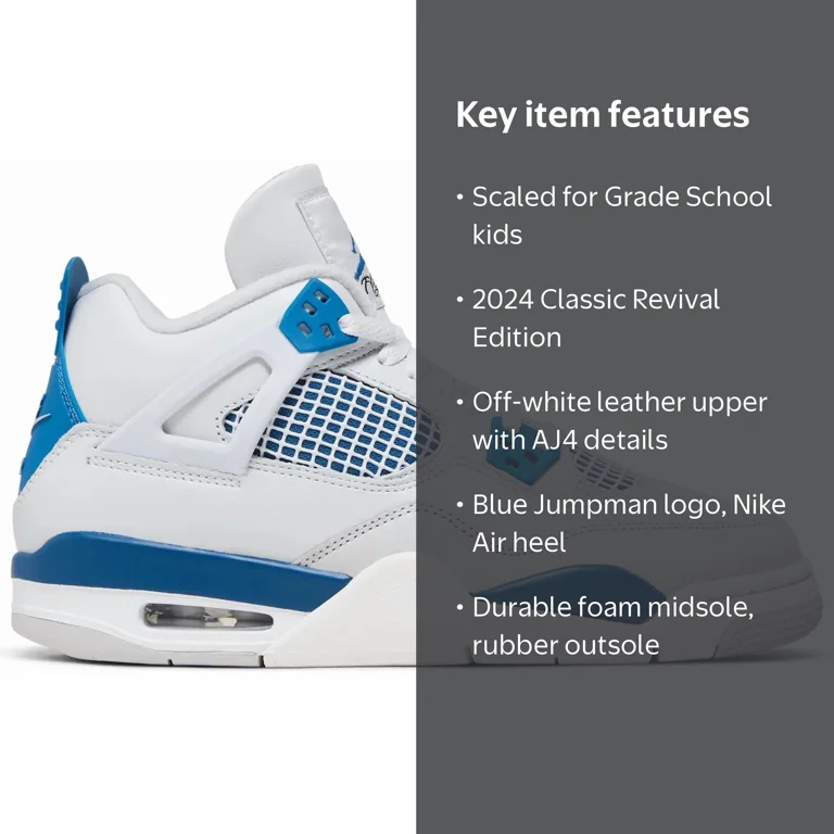 Jordan, Air Jordan 4 Retro Military Blue GS, SKU 1677, Kids Shoe